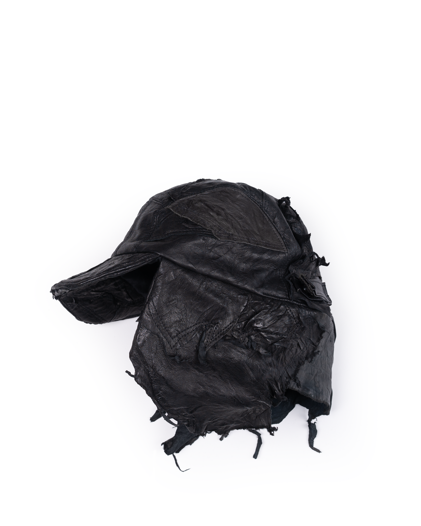SCRAP LEATHER BOMBER HAT (BLACK)