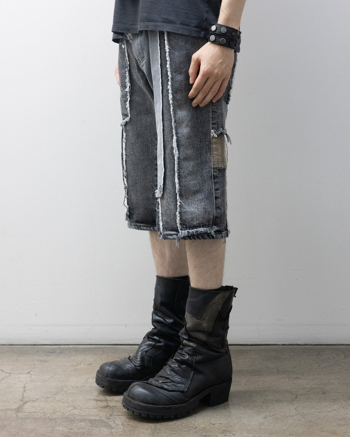 Scrap Denim Shorts Grey