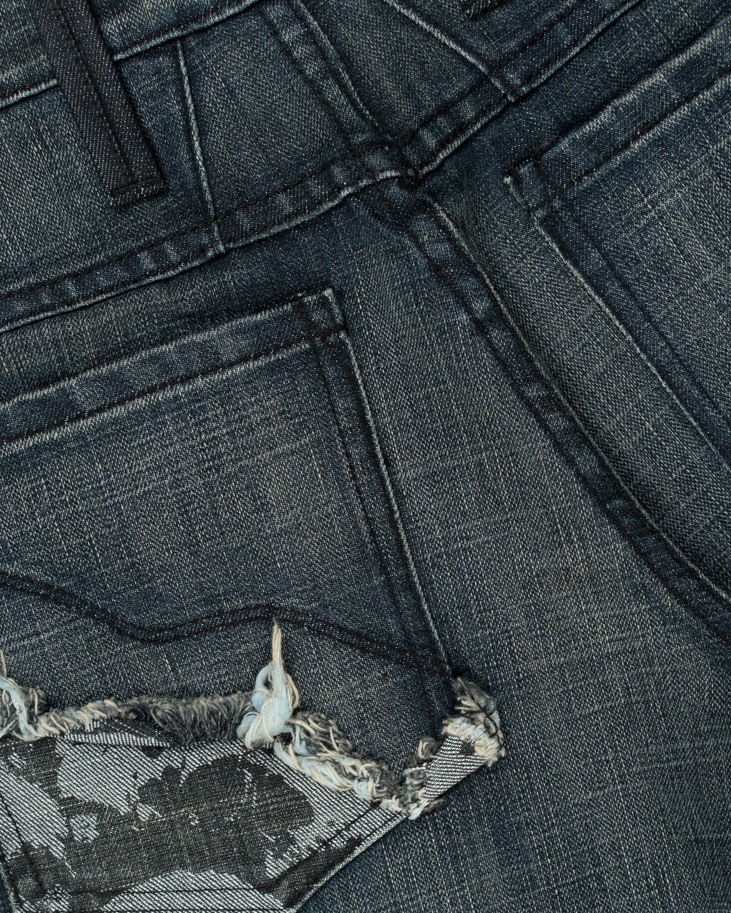 Rip Denim Indigo Skull