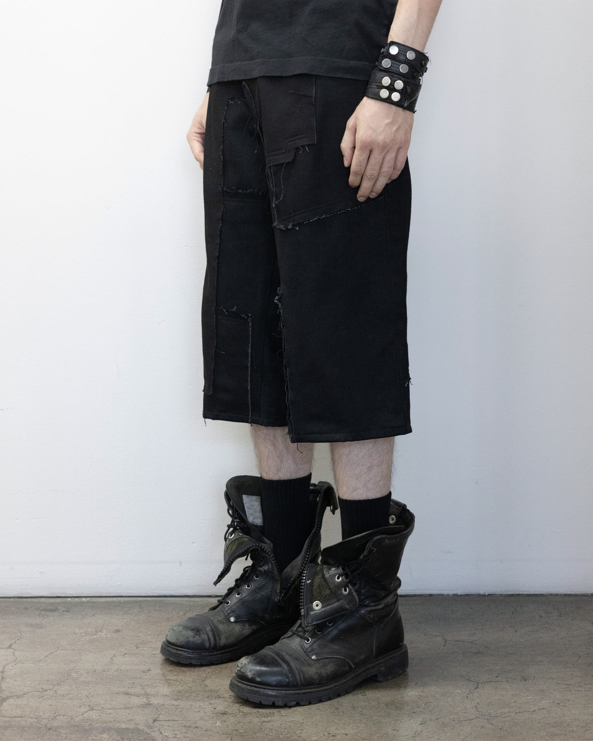 Scrap Denim Shorts Black