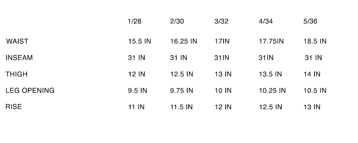 Scrap Denim BOOTCUT (Black) size guide