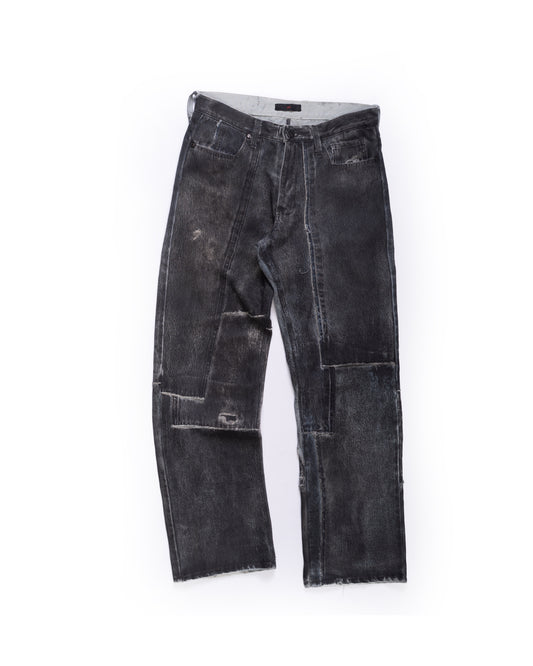 WORN WAXED SCRAP DENIM