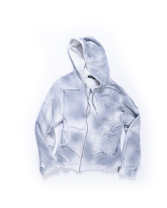 SCRAP ZIP UP HOODIE SPRAY BLUE