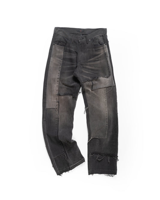 WORN BLACK SCRAP DENIM