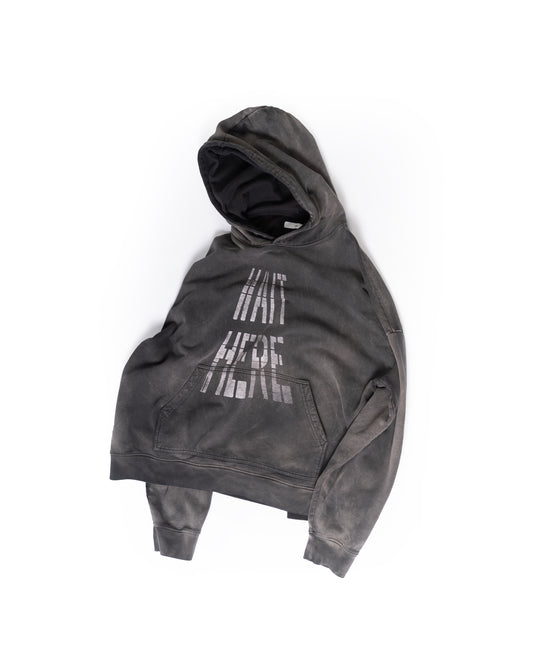 WAIT HERE HOODIE WASHED BLACK