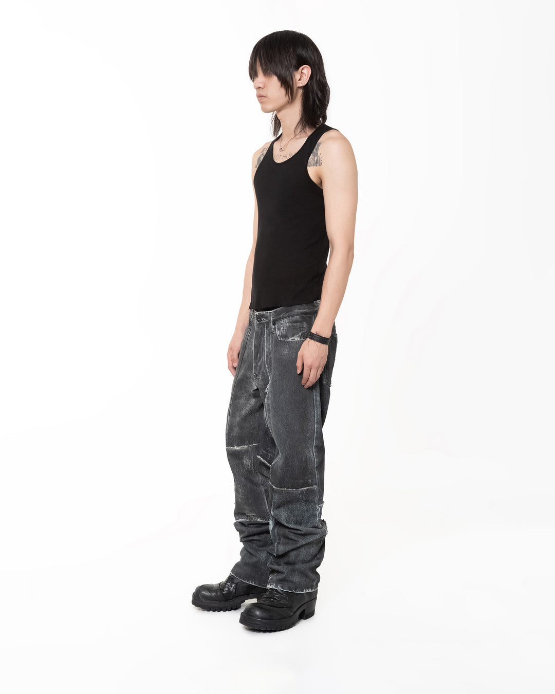 WORN WAXED SCRAP DENIM