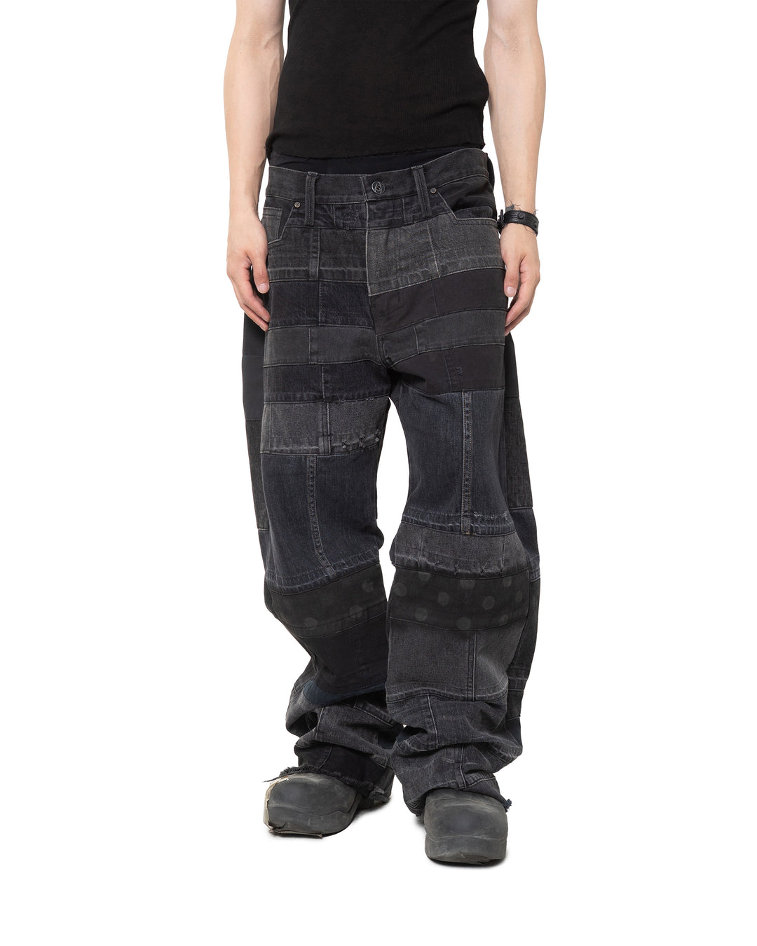 WIDE LEG PANT BLACK DENIM HEM