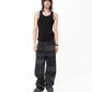 WIDE LEG PANT BLACK DENIM HEM