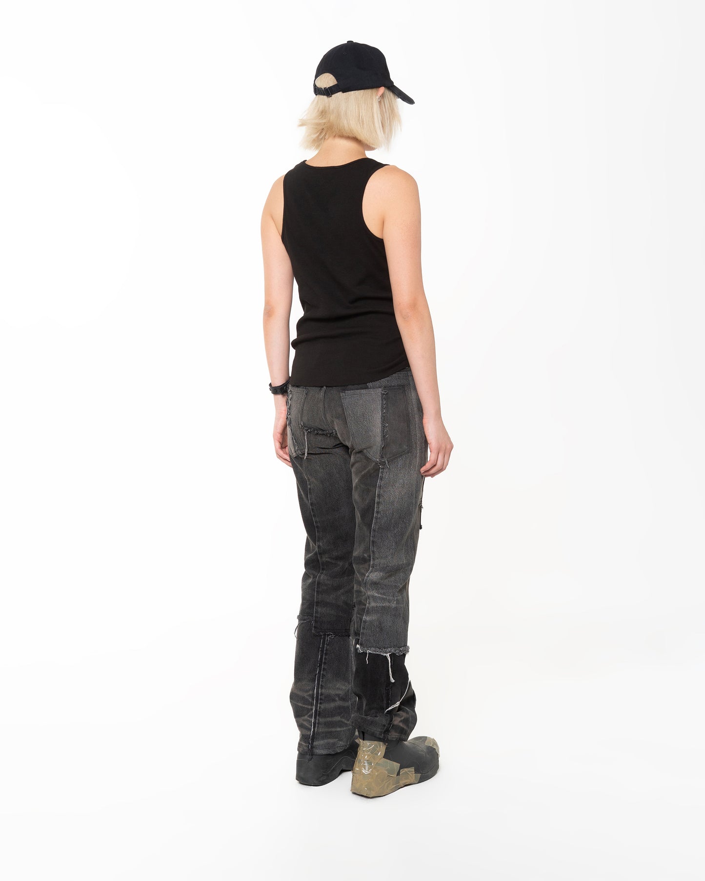 WORN BLACK SCRAP DENIM