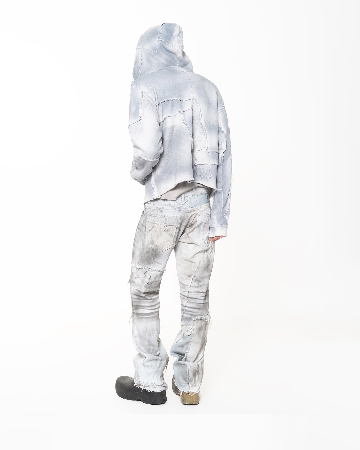 SCRAP ZIP UP HOODIE SPRAY BLUE