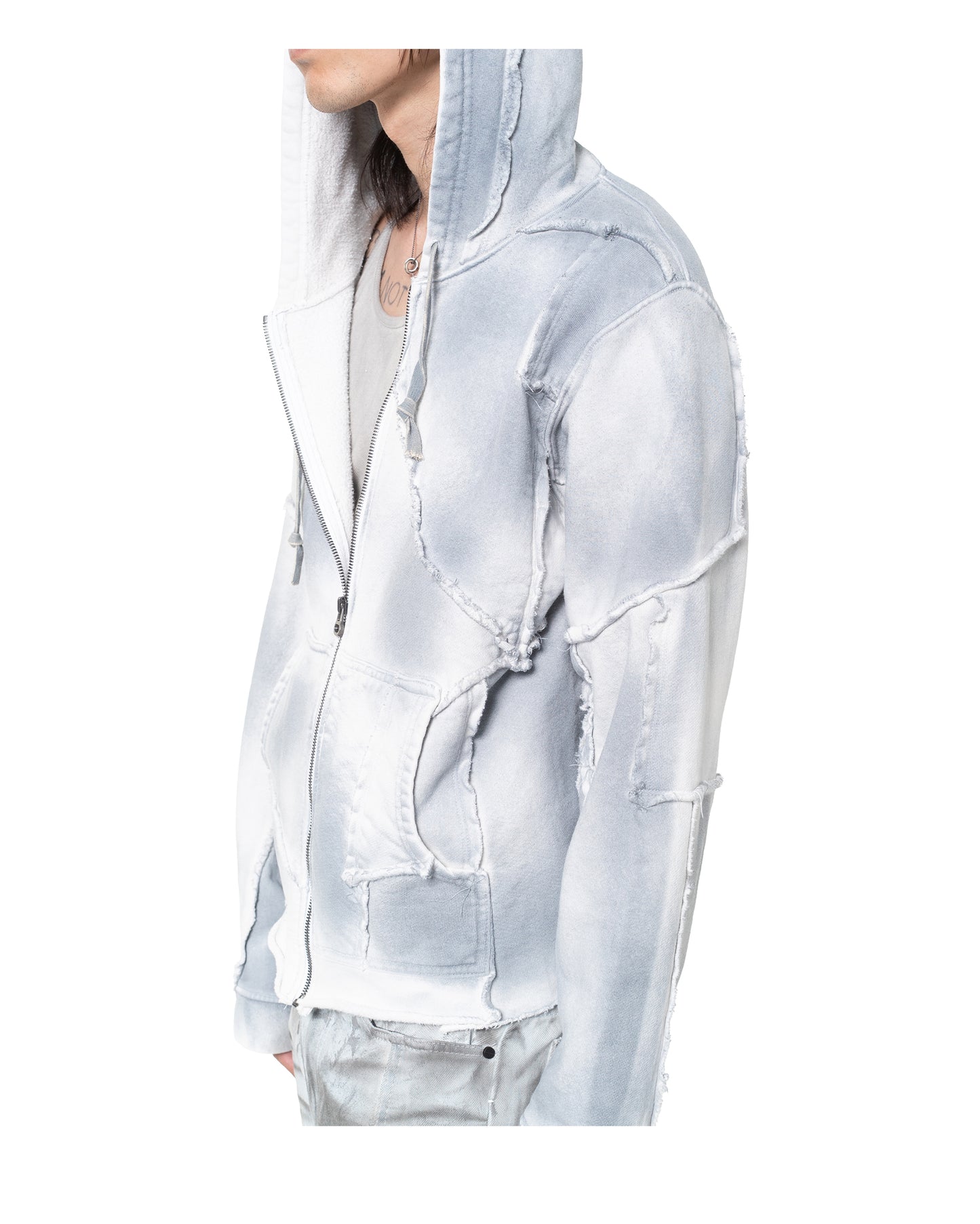 SCRAP ZIP UP HOODIE SPRAY BLUE