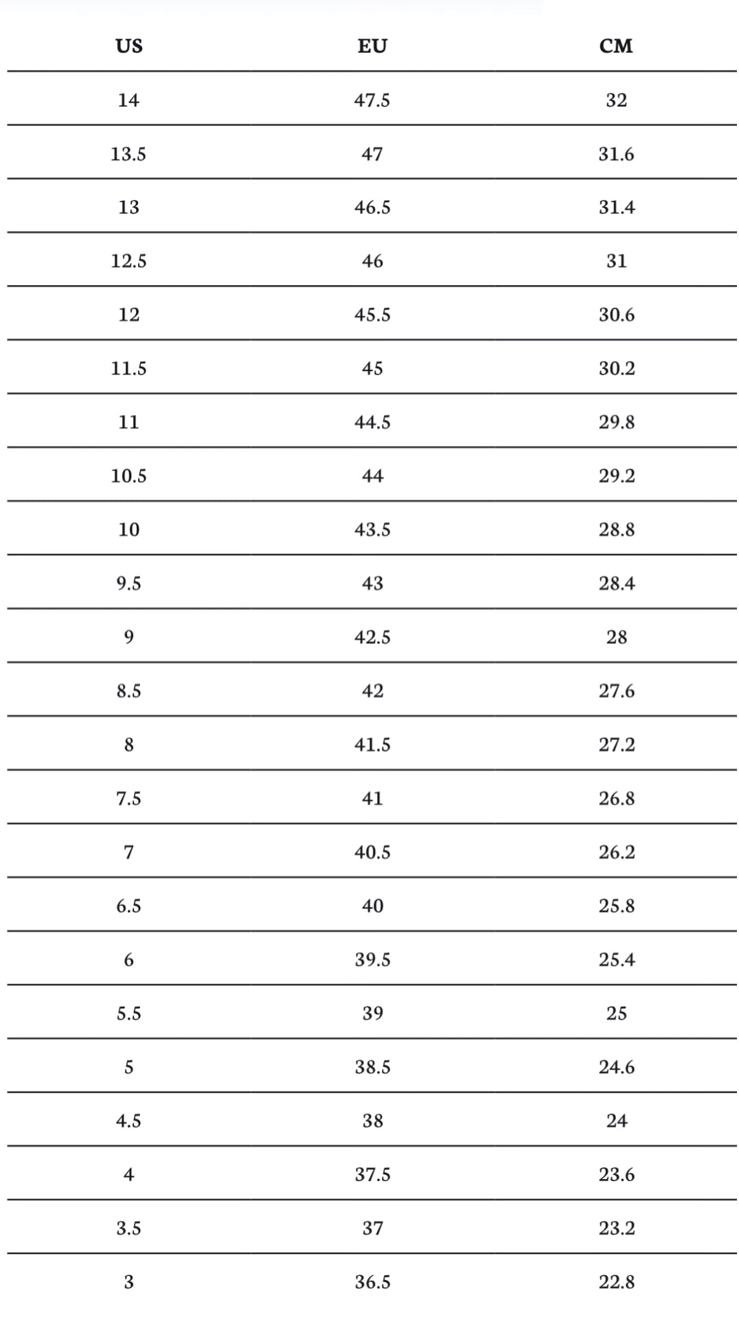 Size Guide