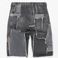 Scrap Denim Shorts Grey