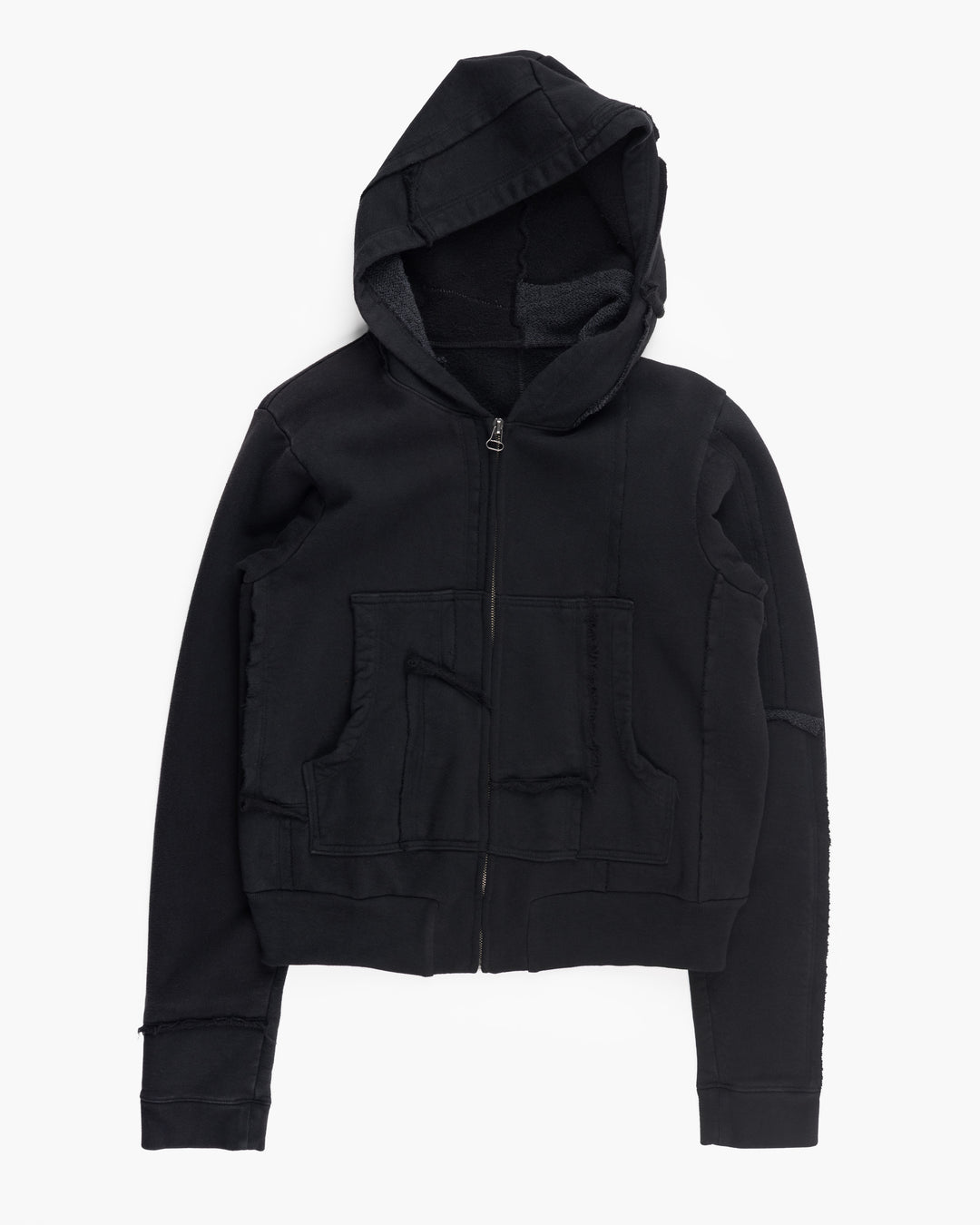 Scrap Zip Up Hoodie Black