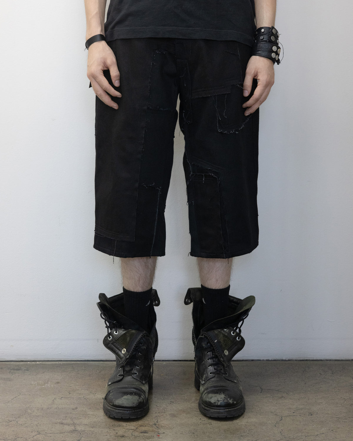 Scrap Denim Shorts Black