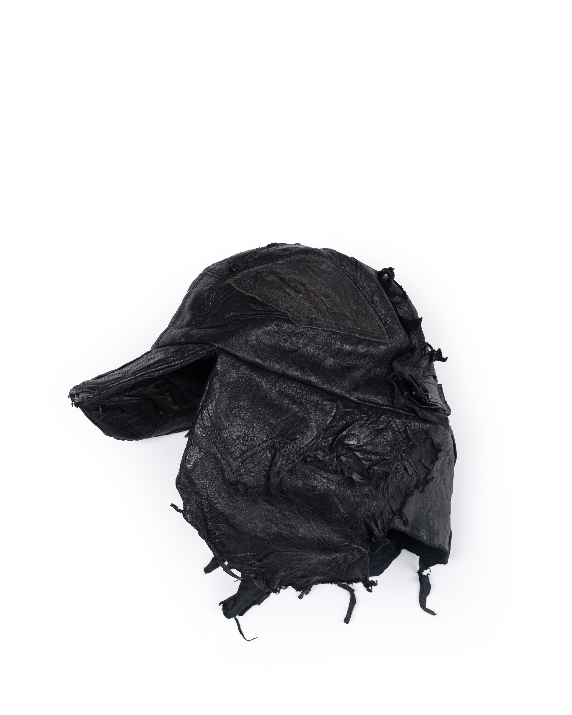 SCRAP LEATHER BOMBER HAT (BLACK)