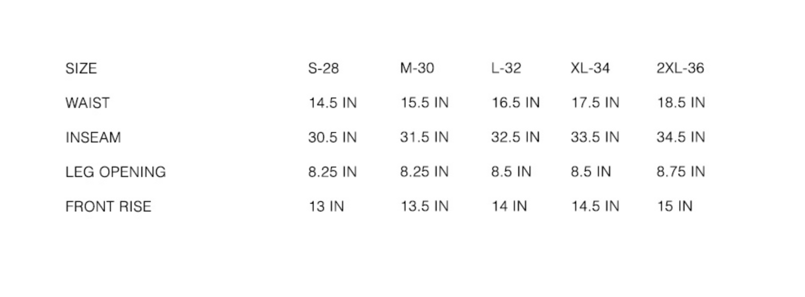 BOOTCUT SELVEDGE DENIM (BLACK RAW) size guide